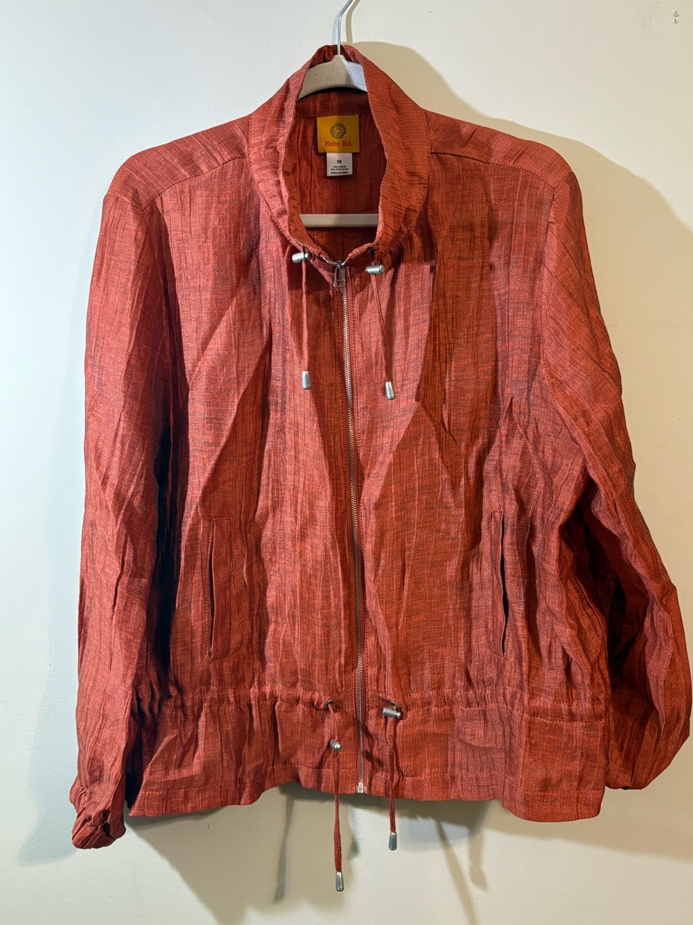 Ruby Rd.‎ Jacket women’s Sz 14 lightweight rust color crinkle drawstring waist